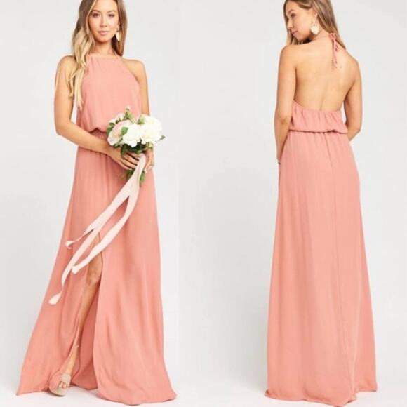 Show Me Your Mumu Women’s Heather Halter Maxi Dress Backless Rustic Mauve Sz XXL - Picture 2 of 13